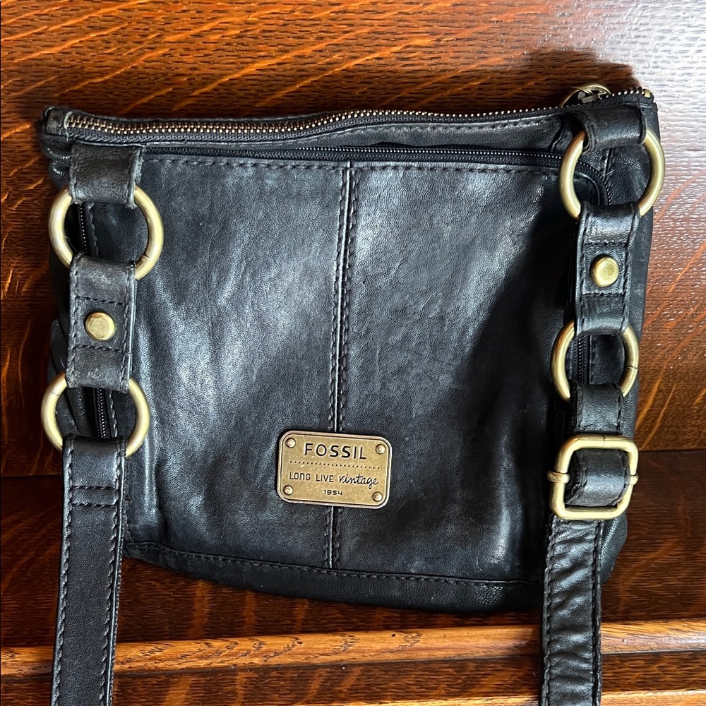 Fossil Black Leather Shoulder/Crossbody Bag